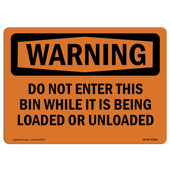 Signmission Safety Sign, OSHA WARNING, 10" Height, Rigid Plastic, Grain Bin Silo Safety, Landscape OS-WS-P-1014-L-11962